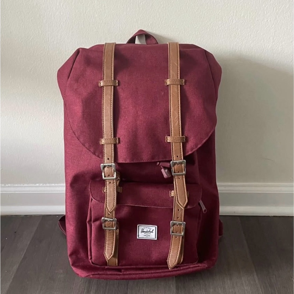 Herschel Supply Company Burgundy Backpack with Tan Straps